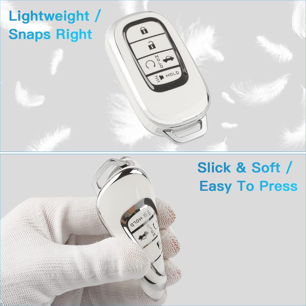 1797 Key Fob Cover For Honda Civic 2022 2023 Cr-V Hr-V Accessories Car Remote Case Shell Protector Women Men 5 Button White Silver Tpu