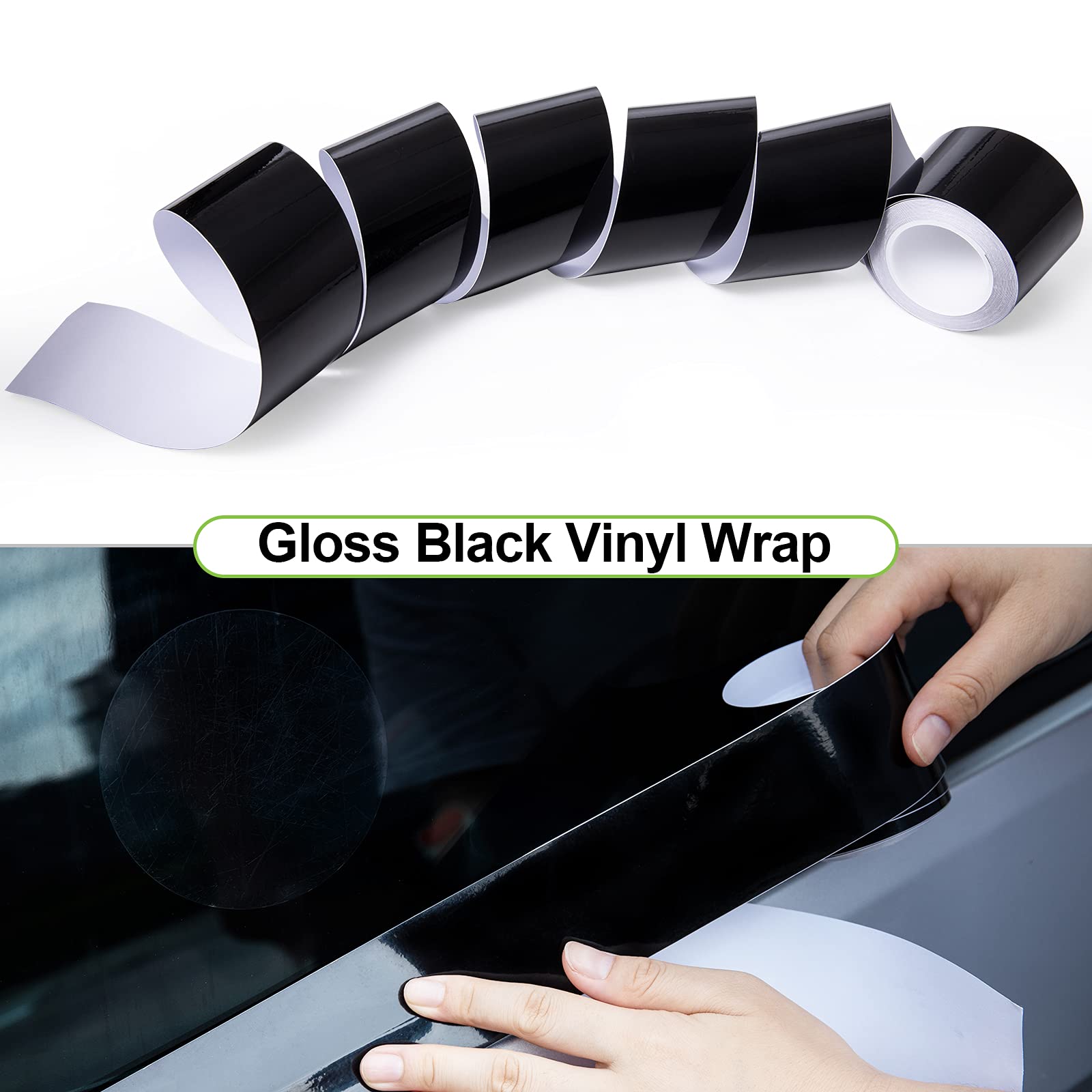 Spurtar Gloss Black Vinyl Wrap 2 Inch X 20Ft Satin Black Vinyl Car Tape Adhesive Chrome Delete Automotive Tape For Vehicle Exter