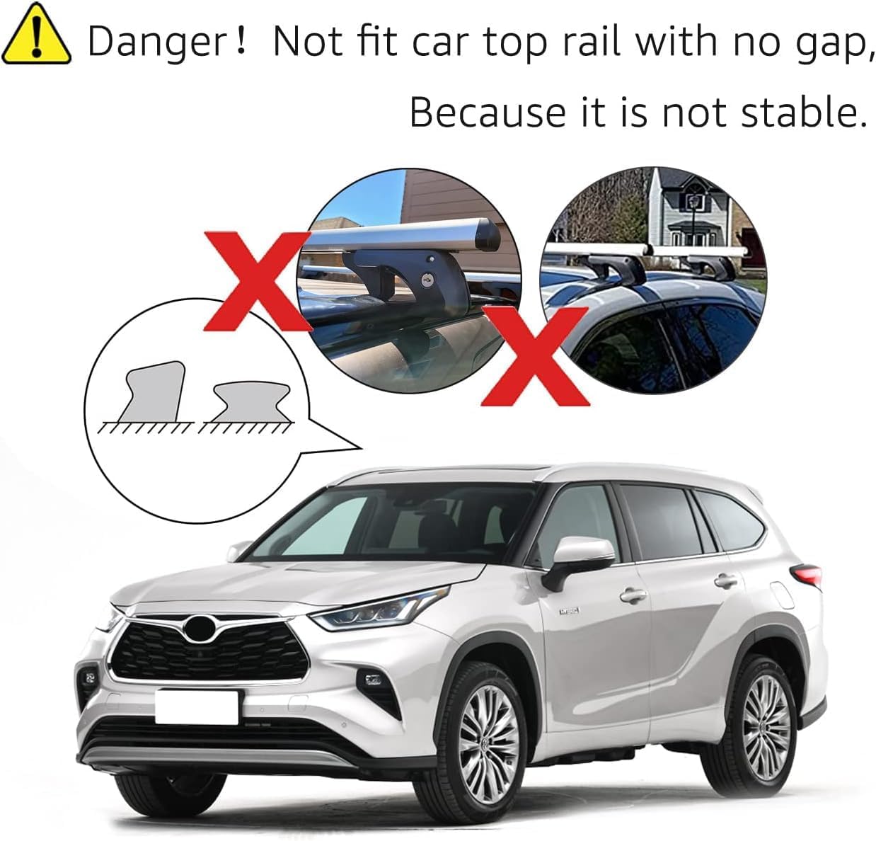 Amazon Basics Cross Rail Roof Rack, 52 in, Aluminum, Fits up to 46" Spans, Black/Silver, Pack of 2, Model DS-RB-004-1