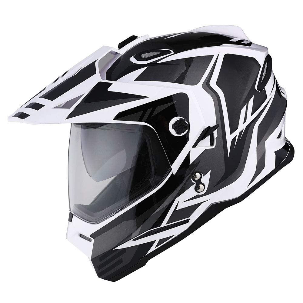 1Storm Dual Sport Motorcycle Motocross Off Road Full Face Helmet Dual Visor Storm Force Black, Size Xxl