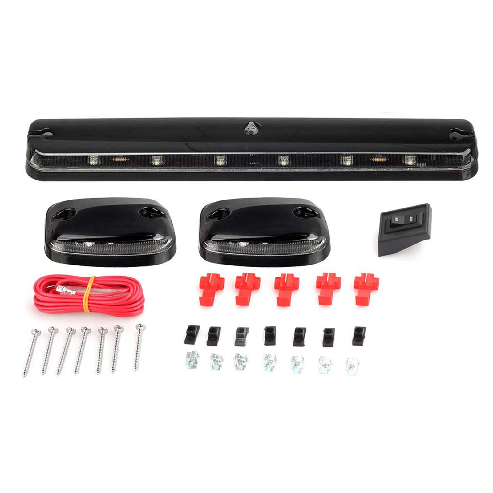 Npauto 3Pcs Silverado Cab Lights Amber 12 Led Clear Lens Cab Marker Roof Top Clearance Lights Running Light Assembly Replacement