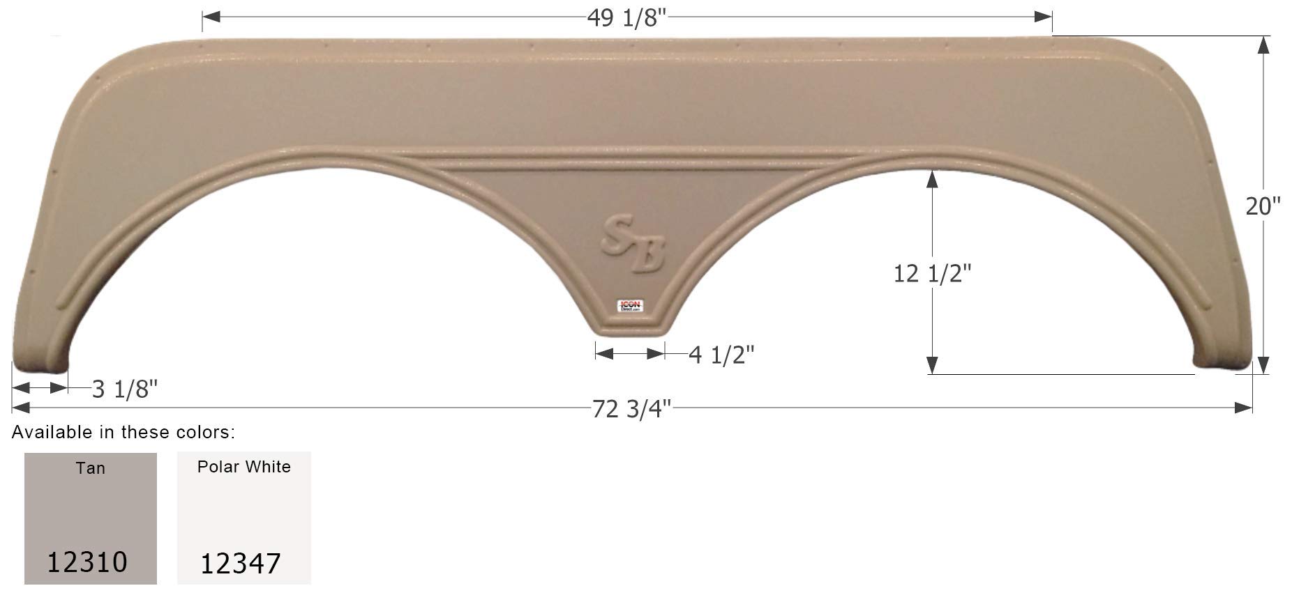 Icon 12310 Tandem Axle Fender Skirt Fs2310 For Sunnybrook - Tan