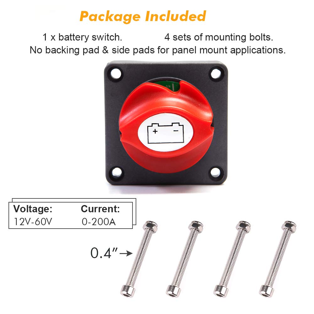 Battery Switch For Marine Boat Rv Atv Vehicle 6V 12V 48V 60V Battery Disconnect Master Isolator Switches Heavy Duty Waterproof Cut Off Shut Off Disconnect