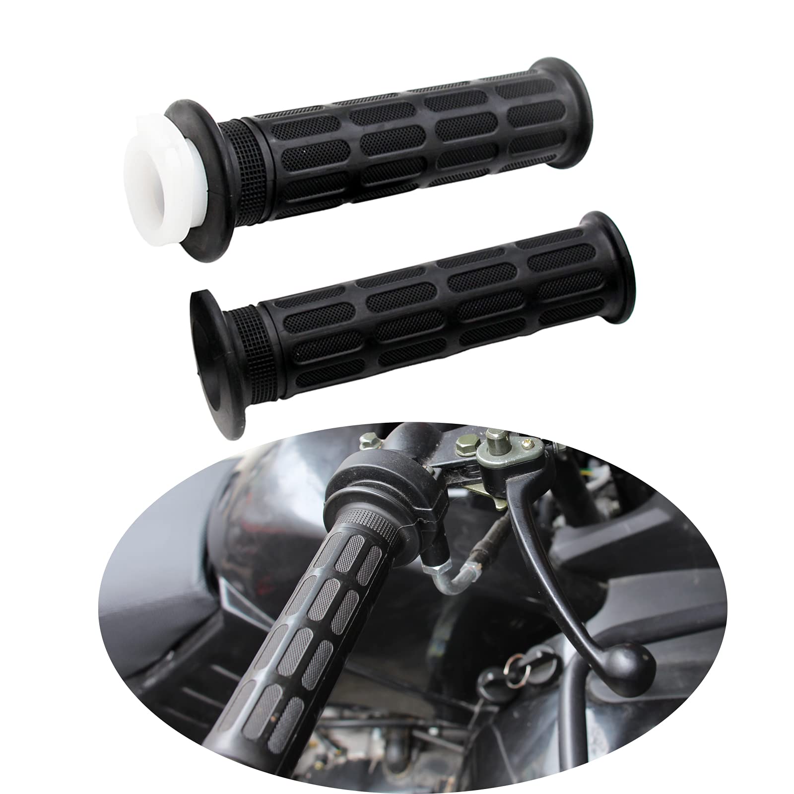 1 Set 7/8' Throttle Handle Bar Twist Hand Grips Fit For Motorcycle Atv Scooter
