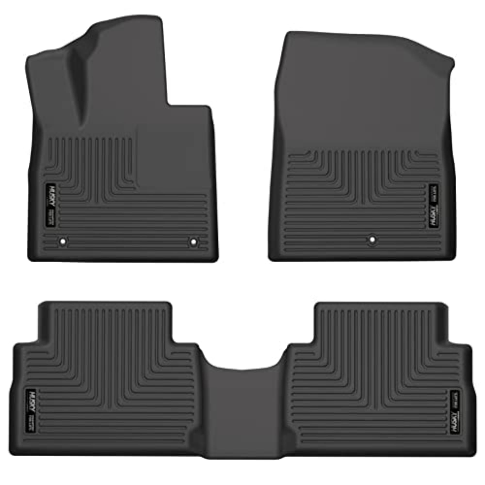 Husky Liners Weatherbeater Floor Mats | Fits 2021-2023 Hyundai Santa Fe | Front & 2Nd Row, 3-Pc Black - 95881