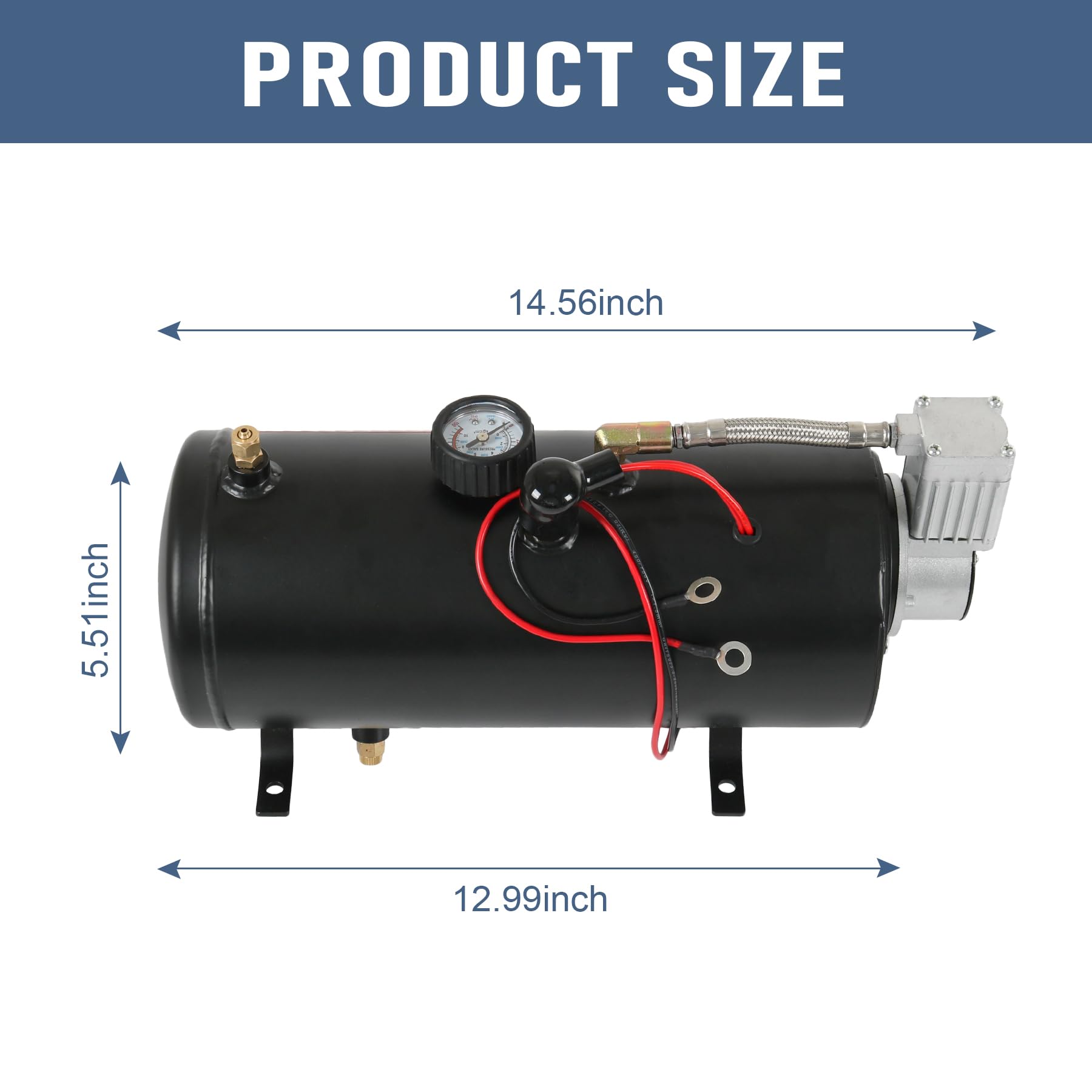 DC 12V MAX 150PSI Air Compressor Tank Pump with 3 Liter Tank 0.8 Gallon Portable Air Compressor Pump for Train Truck Pickup Moto