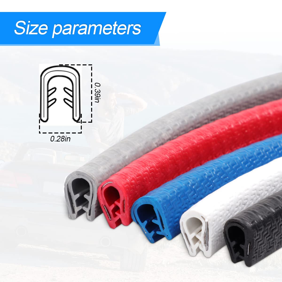 Blau Grun Car Door Edge Guards, Universal Rubber Seal Protector, U Shape Edge Trim, Red, 32Ft