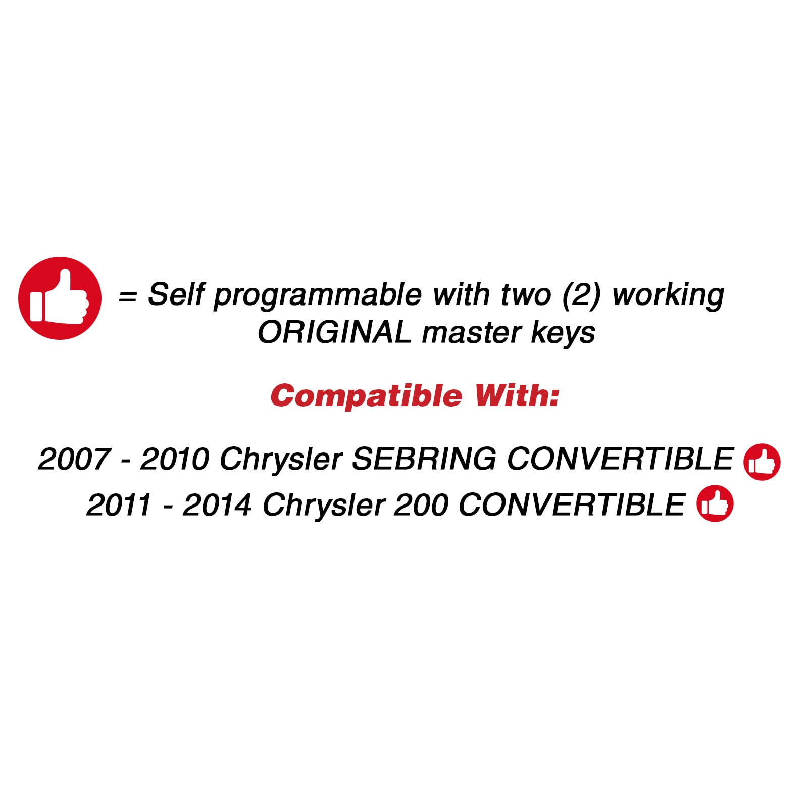 2X Keyless Entry Remote Key Fob For Chrysler Sebring (Oht692427Aa, Oht692713Aa)