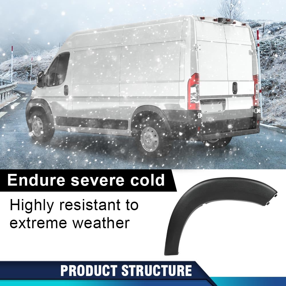 Pit66 Rear Molding Wheel Trim Fender Flare Textured Left Driver Side Compatible With Dodge Ram Promaster 2019-2022