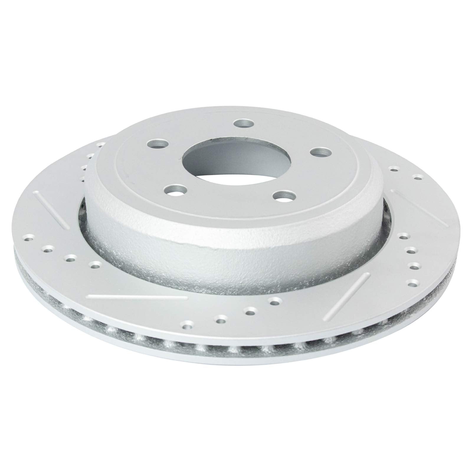 Trq Rear Performance Brake Rotors Set Premium G-Coated Cross Drilled & Slotted Compatible With 2003-2011 Ford Crown Victoria Mer