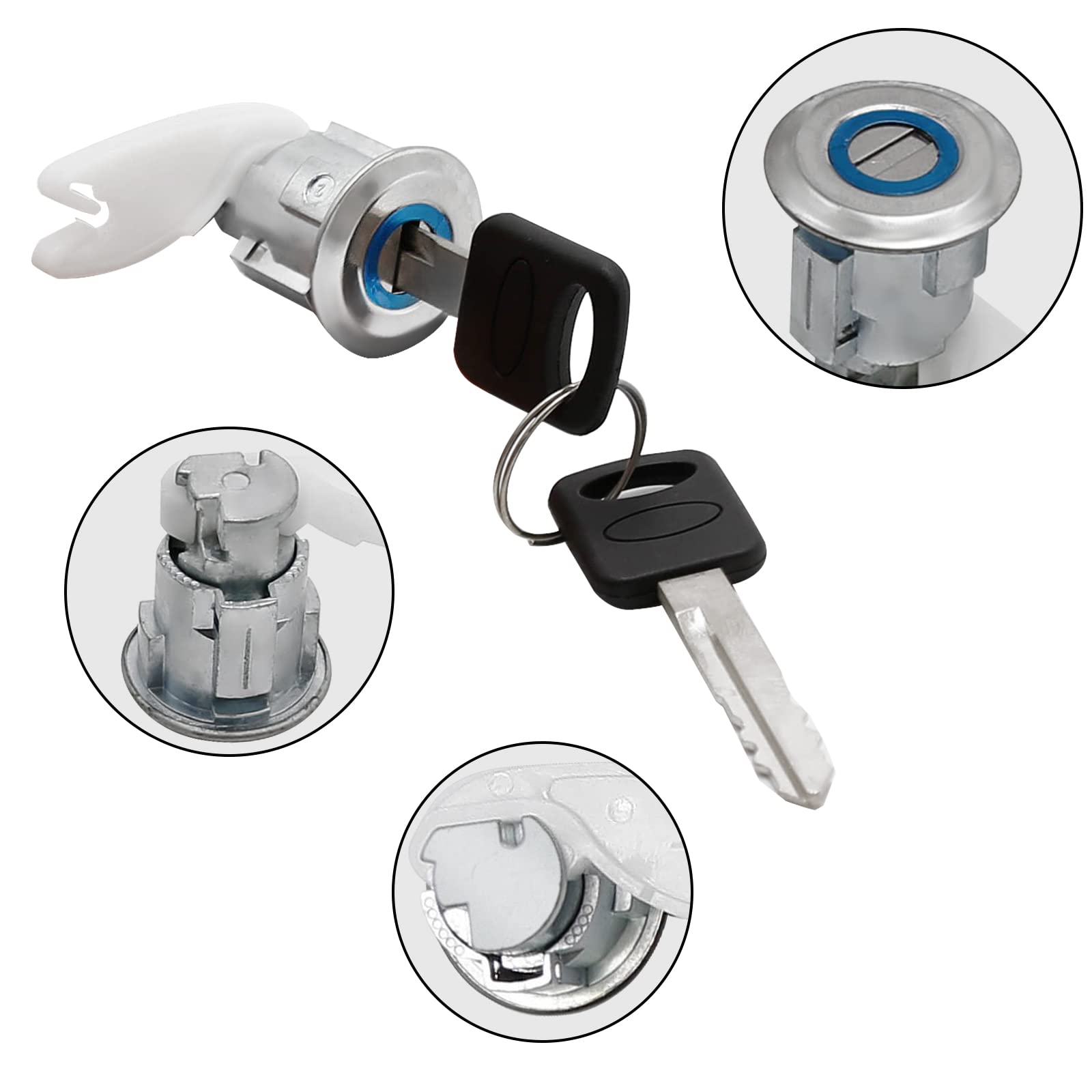 Door Lock Cylinder with Key, Ignition Key Switch Lock Cylinder, Replacemenr for Ford F series 150 250 350 1990-1995 Pickup E150