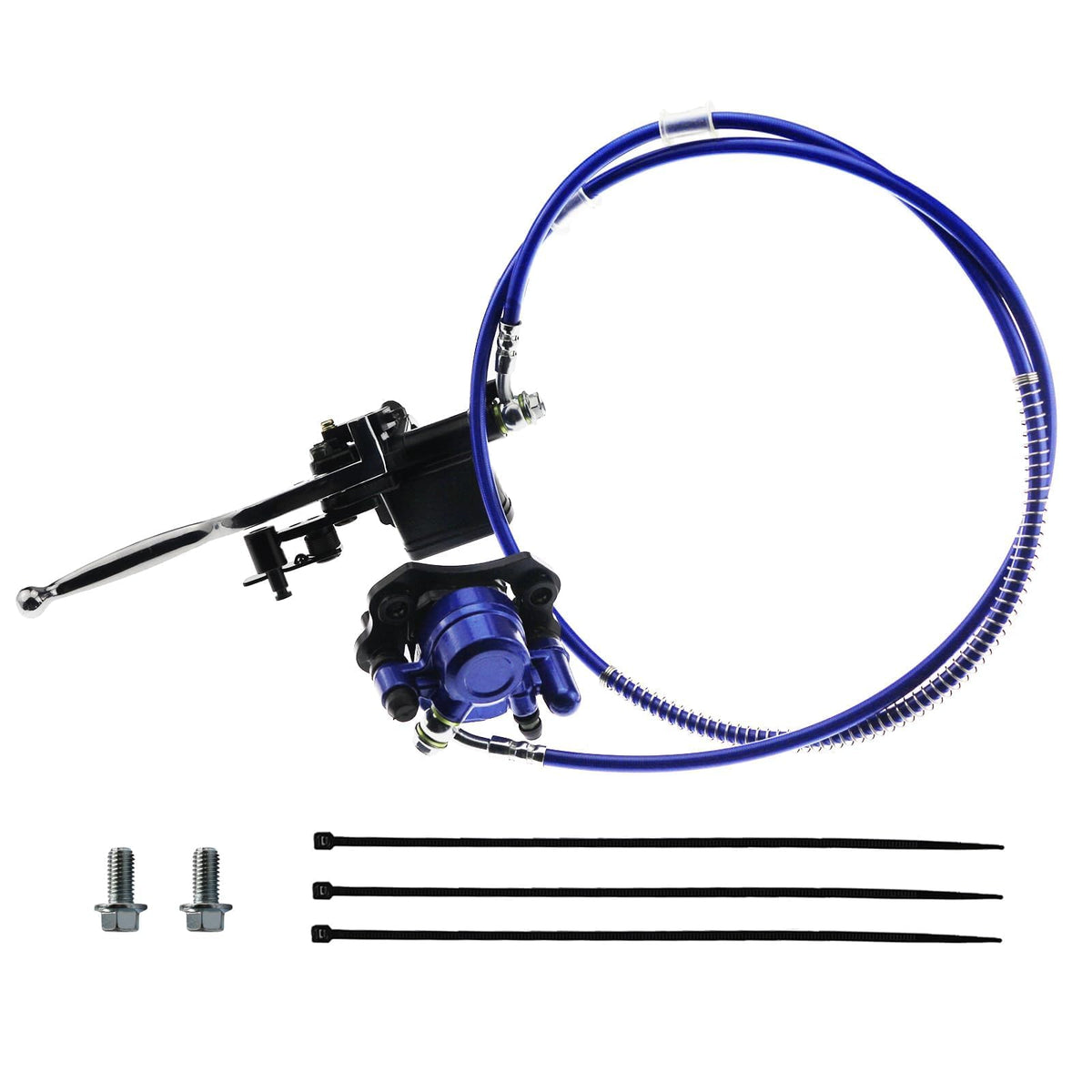Pro Bat Rear Hydraulic Disc Brake Caliper System Atv Quad Rear Hand Brake Assembly Caliper Master Cylinder Come With Brake Pads For 50Cc 70Cc 90Cc 110Cc 125Cc 150Cc Quad Bike Atv Buggy, Blue