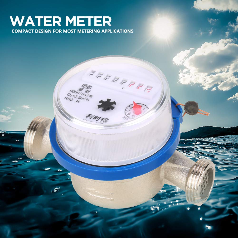 Acogedor Water Meter Flow House And Garden, 15Mm 1/2' Plastic Cold Water Meter, Single Water Flow Dry Table Measuring Tools