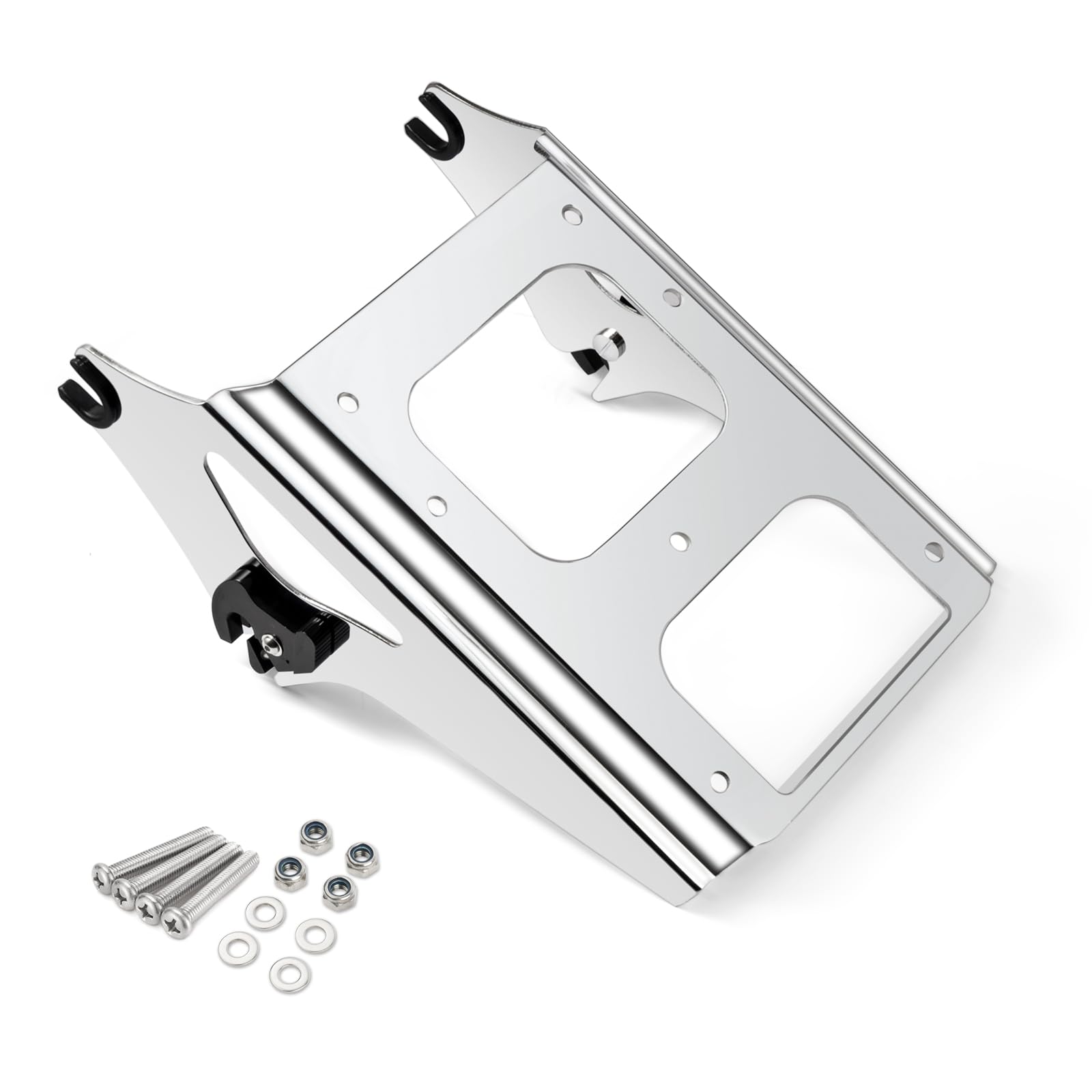 Benlari Chrome Detachable Trunk Mount 2-Up Tour Pack Mount Rack Compatible For Harley Davidson Touring Street Glide Road King Road Glide Electra Glide 2009-2013 2010 2011 2012