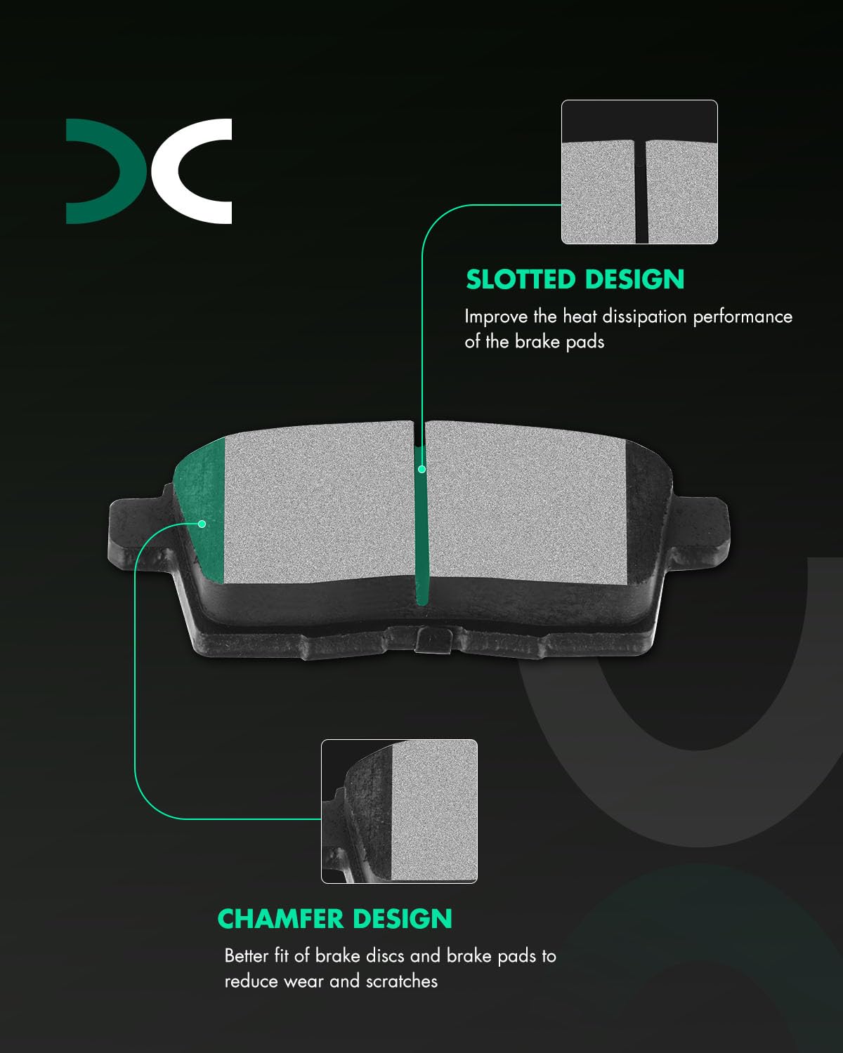 Scitoo D1259 Ceramic Brake Pads Sets Rear Replacement For Ford For Edge 2007-2010,For Lincoln Mkx 2007-2010,For Mazda Cx-7 2007-