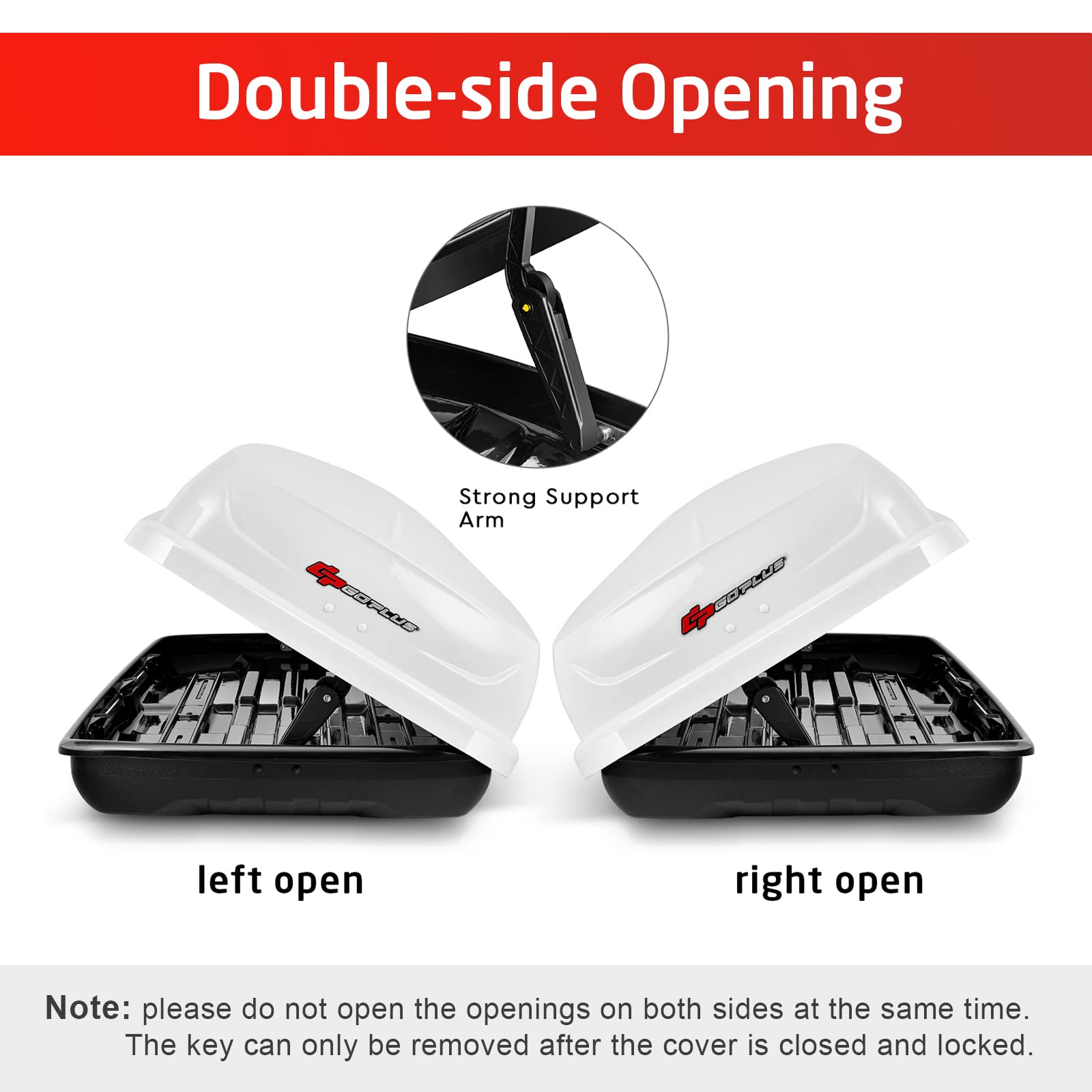 Goplus Rooftop Cargo Carrier Hard Shell, 14 Cubic Feet Waterproof Car Roof Cargo Carrier w/Dual Side Opening, Security Key, 165L