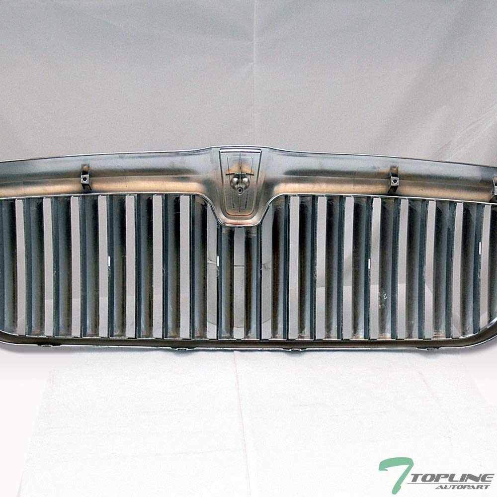 Topline Autopart Chrome Vertical Front Hood Bumper Grill Guard ABS for 98-02 Lincoln Navigator / 2002 Blackwood, Model fg-nav98-vt-ch-601
