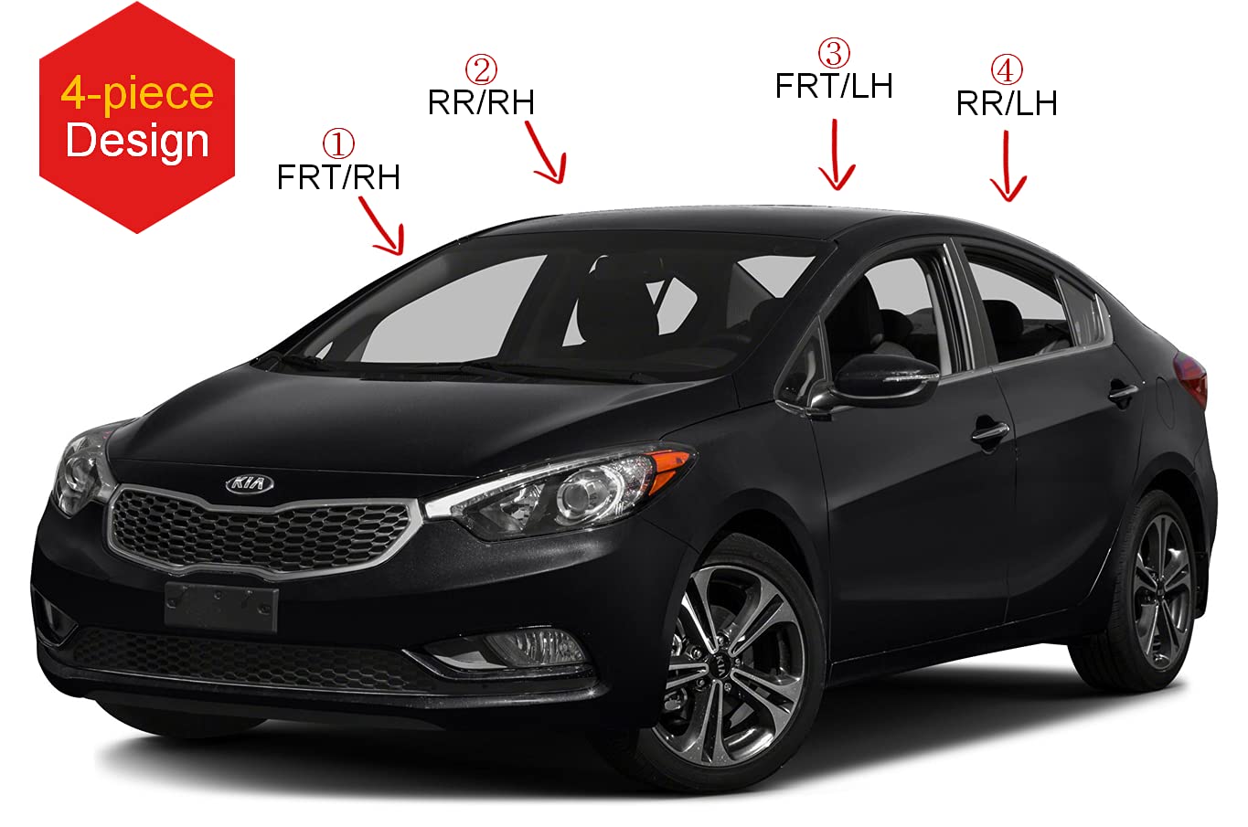 AUTO CLOVER Tape-On Rain Guards for Kia Forte 2014-2018, Smoked Window Deflectors, 4 Pcs Set