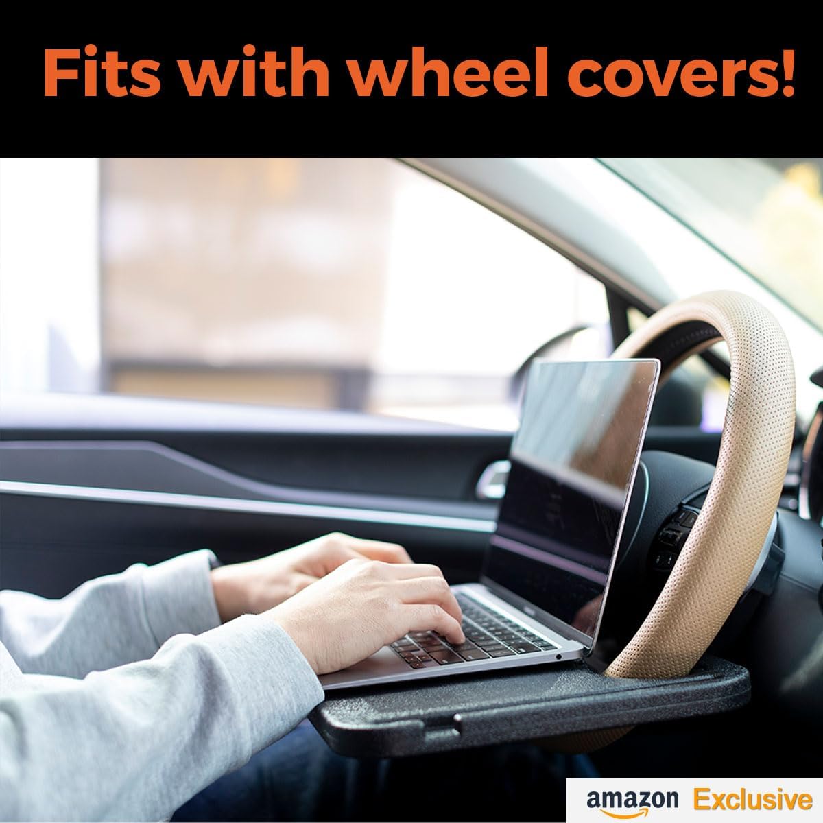 Enrich Up 2-In-1 Car Steering Wheel Tray - Steering Wheel Desk For Laptop, Multipurpose Car Table For Eating & Work, Adjustable