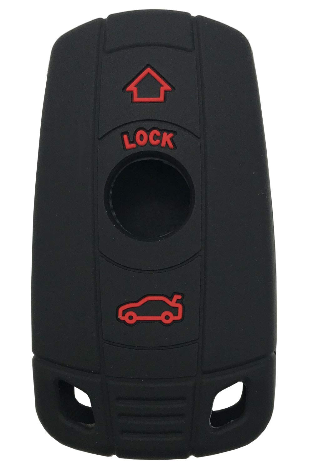 Bmw Keyless Entry Protector Remote Silicone Skin Key Fob Cover Case For 1, 3, 5 Series, X5, X6, Z4, E90 (Black With Red Button)