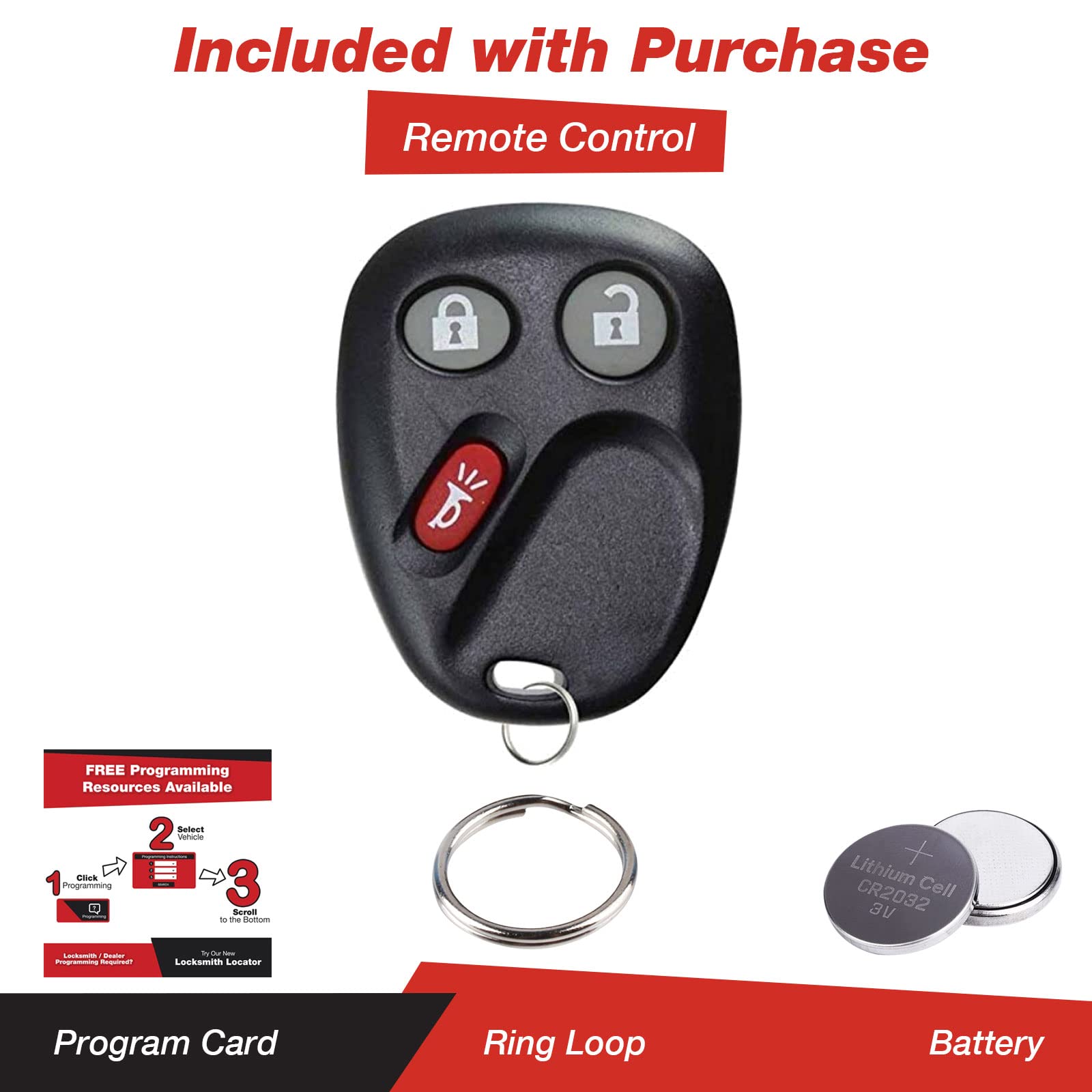 Keylessoption Replacement 3 Button Keyless Entry Remote Control Key Fob For 15008008, 15008009, 15051014