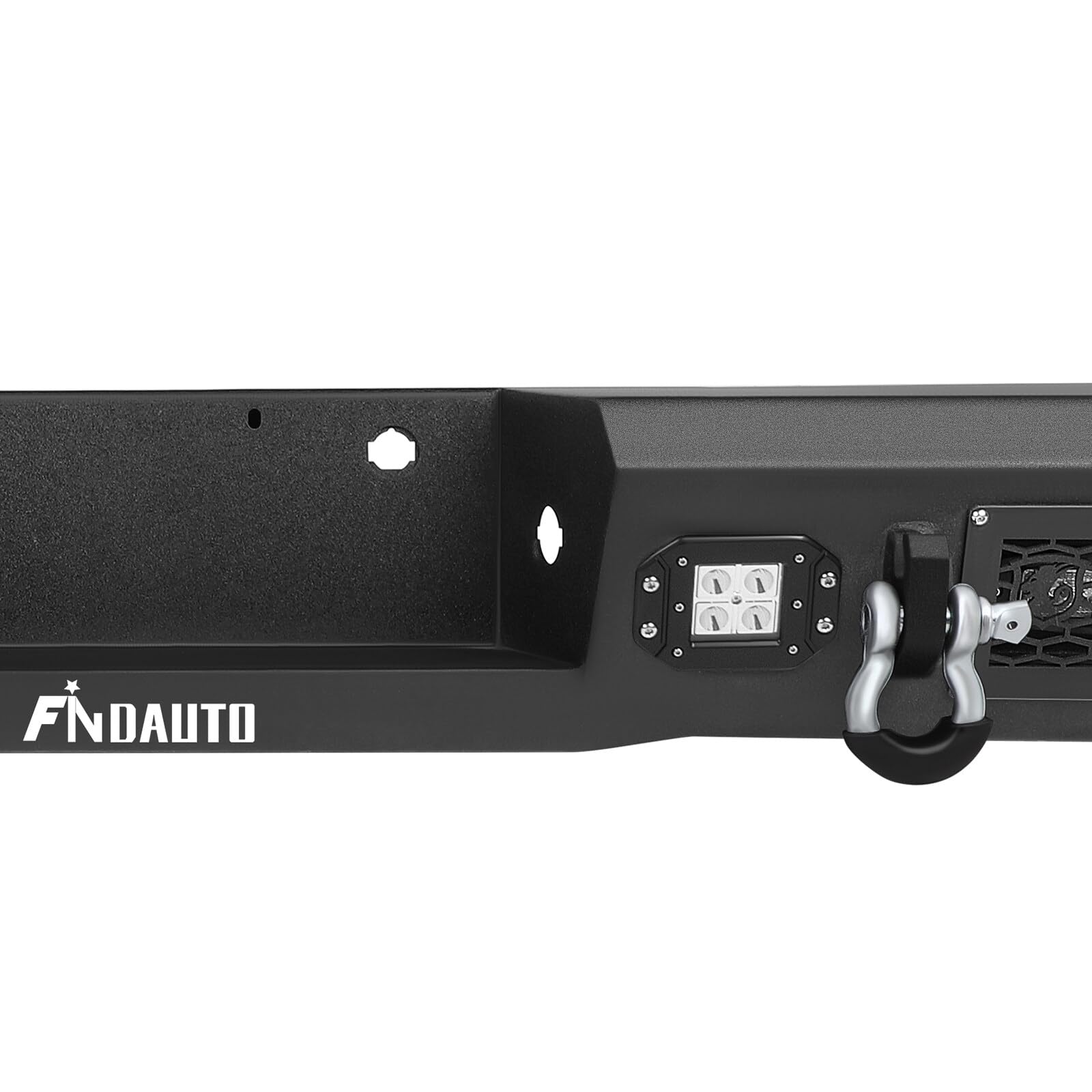 Findauto Rear Bumper Fit For 2010-2014 Ford F-150 With D-Ring And Led Lights Upgraded Textured Black Rock Crawler Bumper