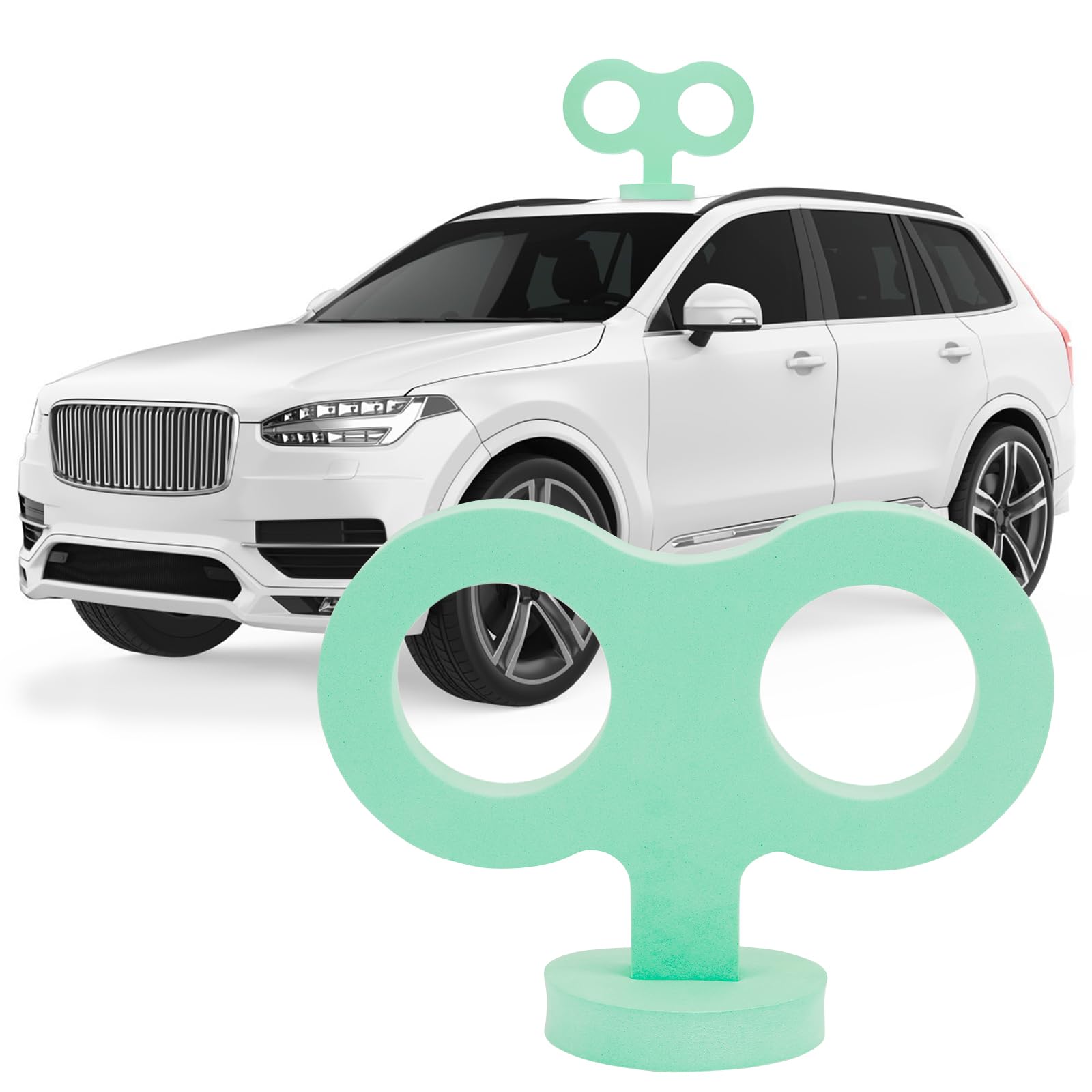 COGEEK Mint Green 3D Car Decal, EVA Material Wind Up Key Sticker for Back of Car Roof Decoration