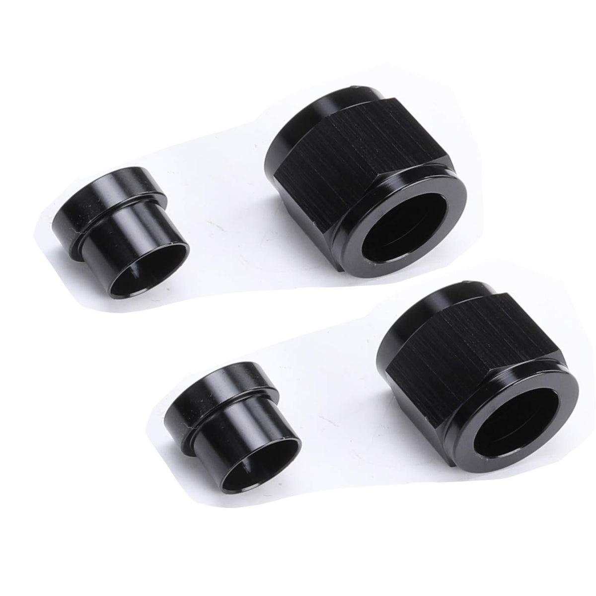 AC PERFORMANCE Black Aluminum Hardline Fitting- 6 AN Female Tube Nut and Sleeve For 5/16'' (7.9mm) outer diameter alloy Tube Hos
