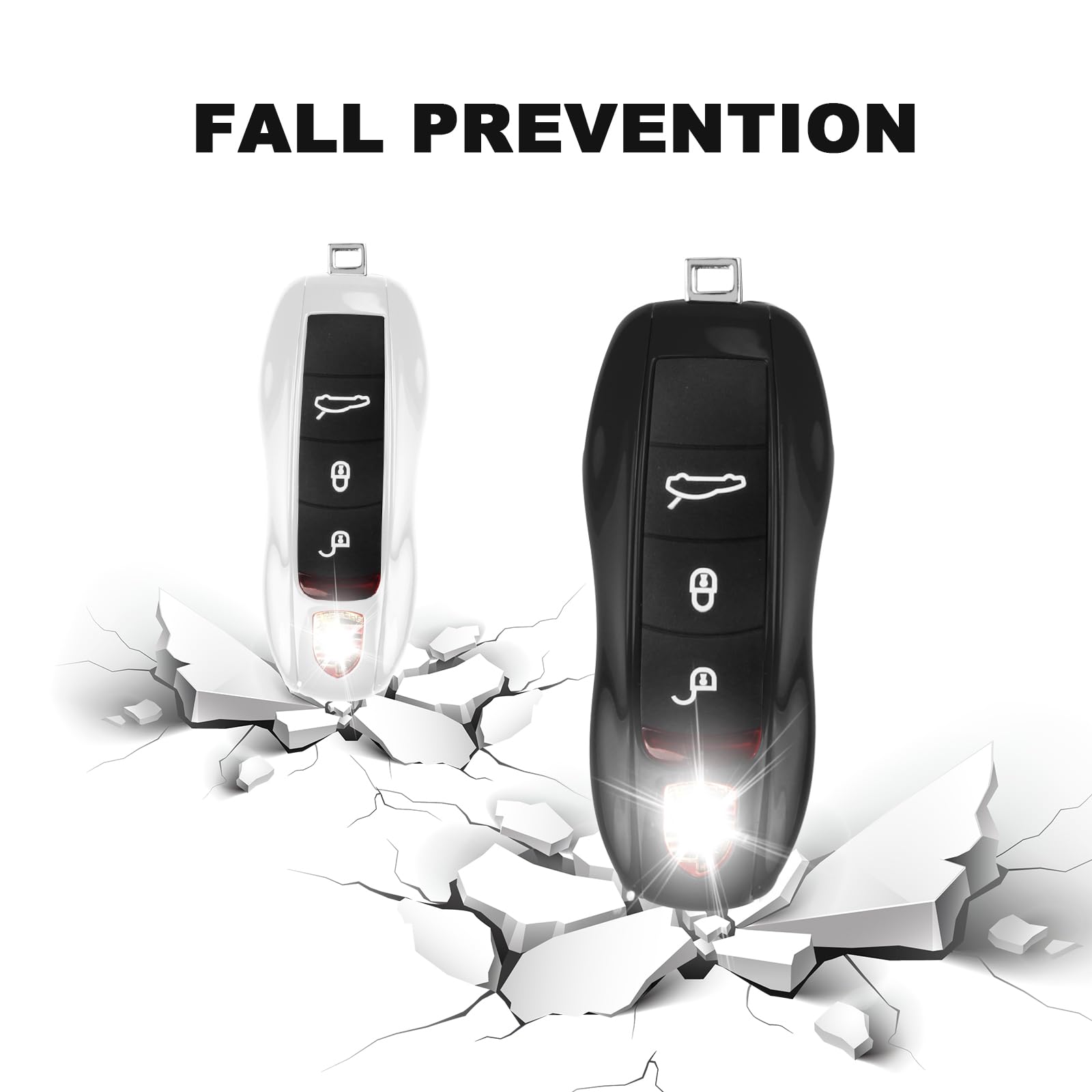 Qbuc For Porsche Key Fob Cover,3-Piece Painted Key Shell Compatible With Porsche Cayenne Panamera Macan 911 Boxter Cayman (Black