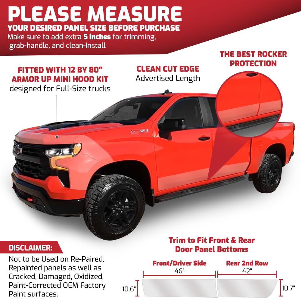 [Armor Up] 12''X 72'', Clear Paint Protection Film Roll For Cars, Full-Size Trucks, Suvs. 8-Mil Thick, Non-Yellowing, Optical Cl