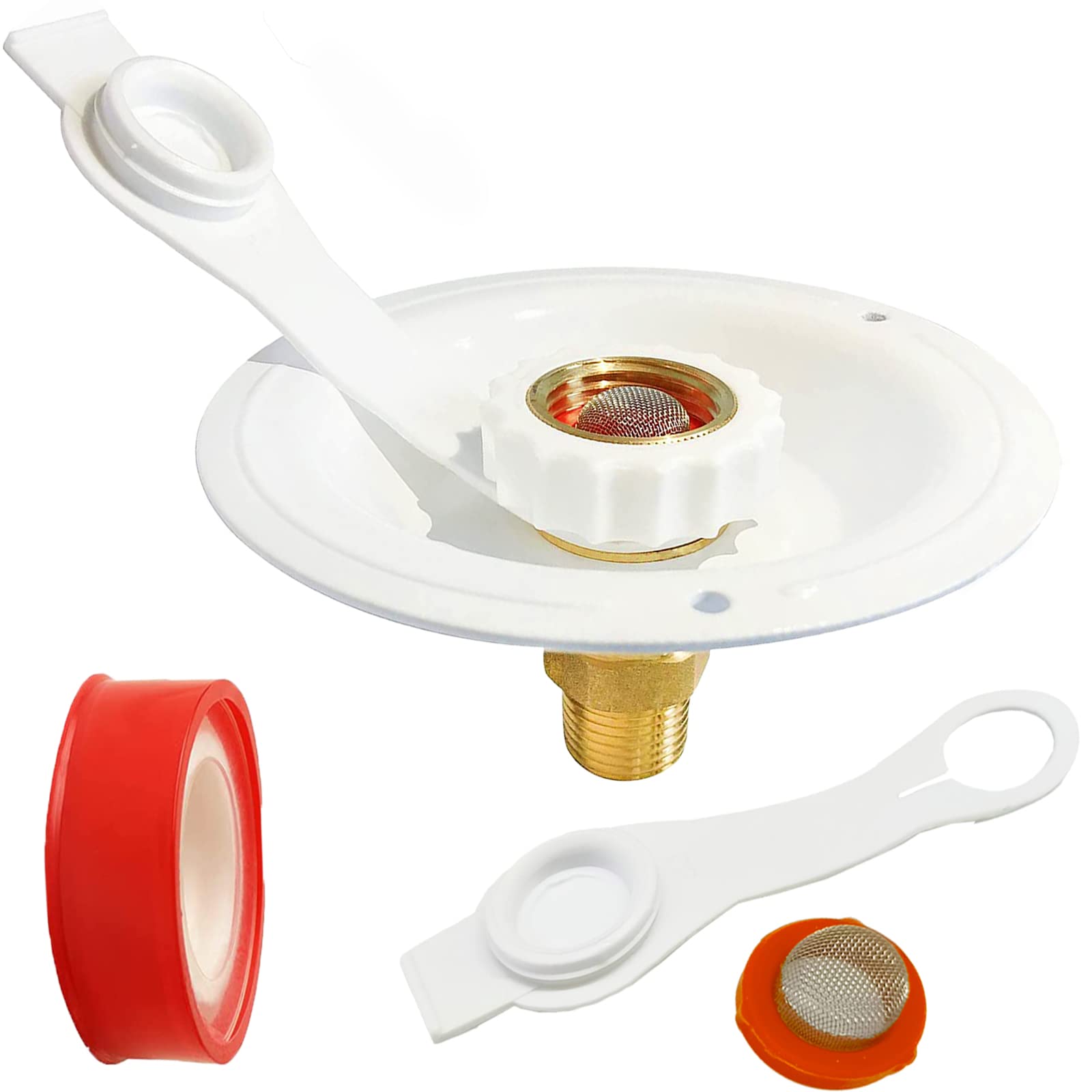 Rv White City Water Fill Inlet Flange Brass Check Valve 3/4 Nh Female To 1/2 Npt Male Flush Mount Lead-Free Brass Water Inlet Wi