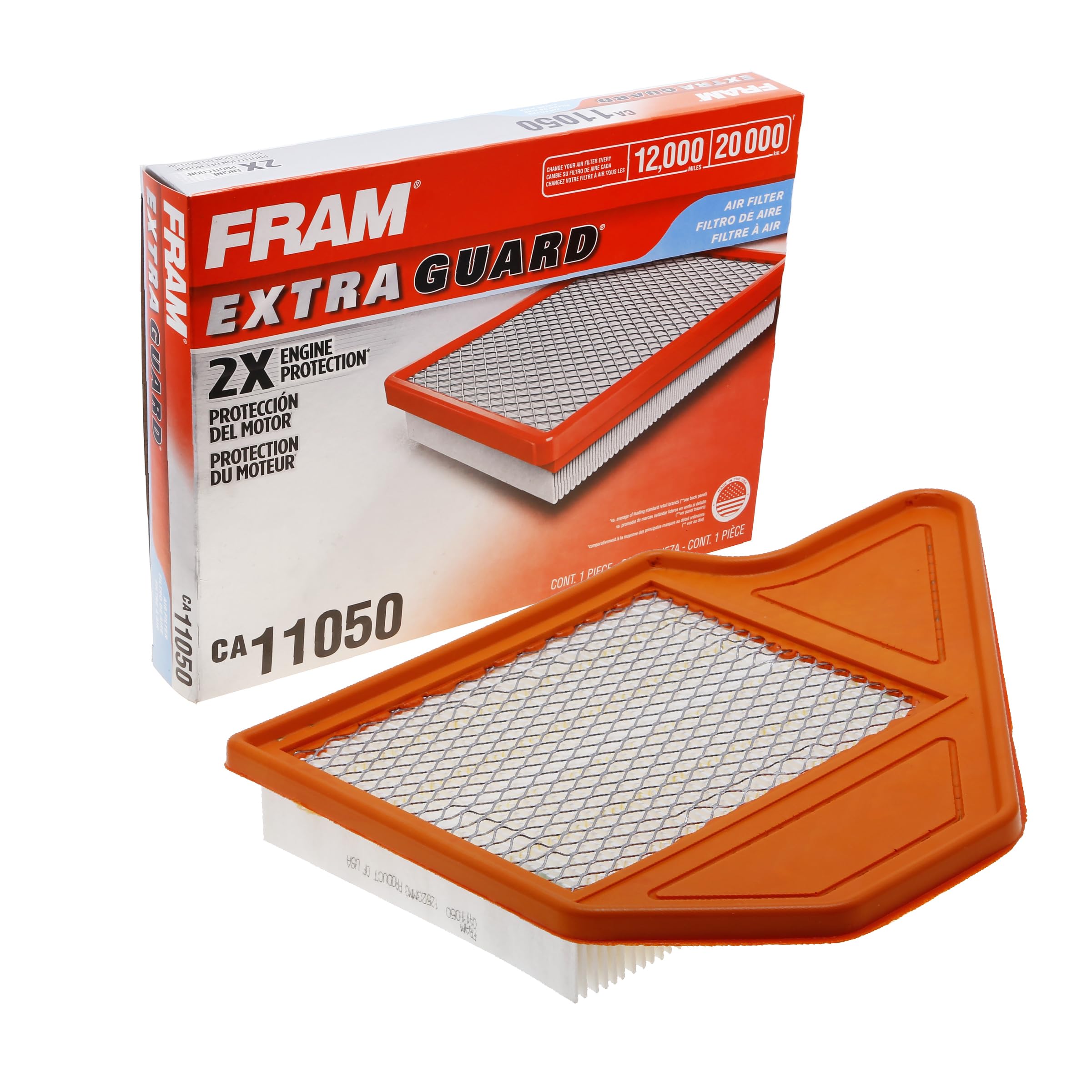 Fram Extra Guard Ca11050 Replacement Engine Air Filter For Select Chrysler, Dodge, Ram And Volkswagen (3.6L) Models, Provides Up To 12 Months Or 12,000 Miles Filter Protection
