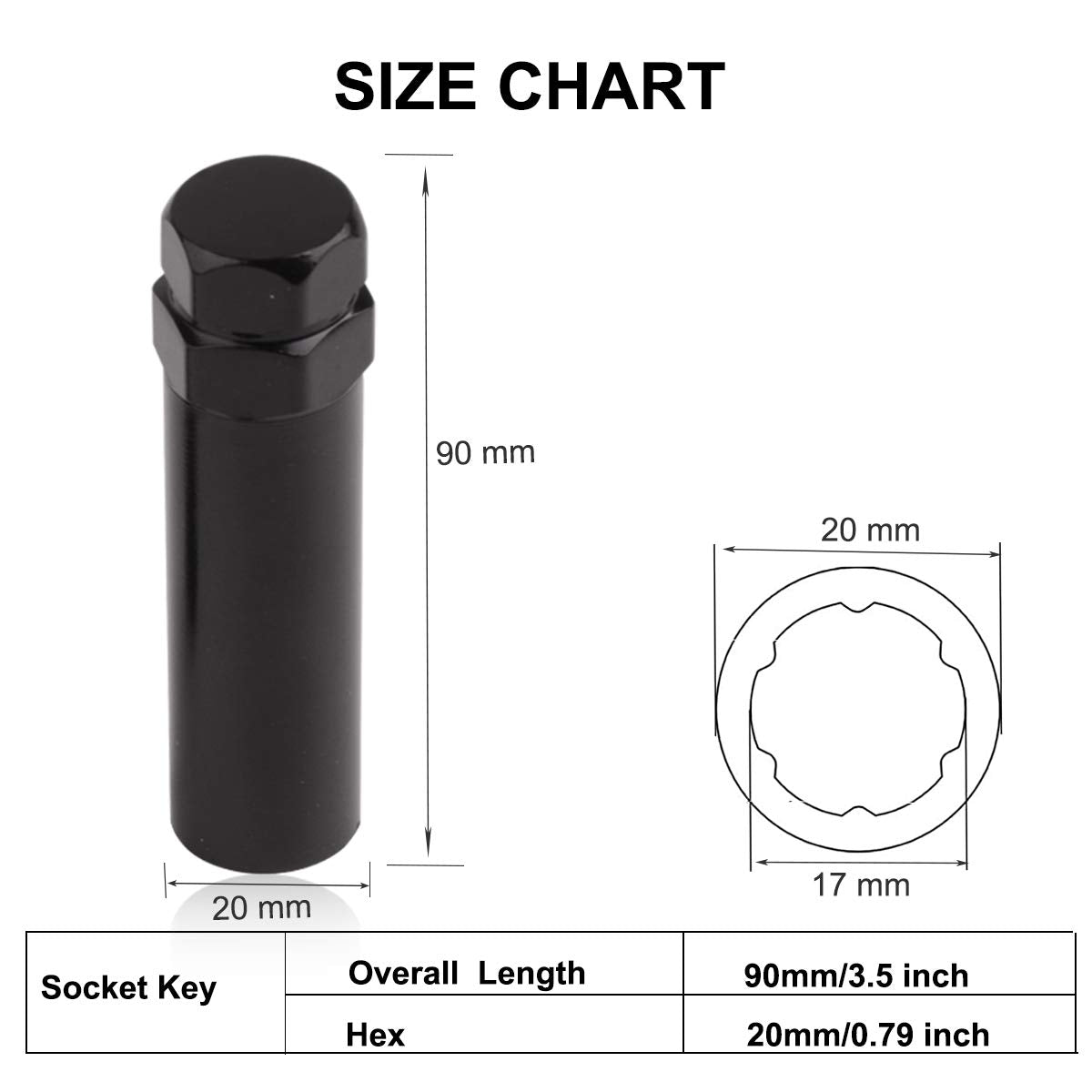 Muhize Heavy Duty 6 Spline Lug Nut Key, Upgraded Standard Small Diameter Drive Socket, Fit For 3/4 Inch And 13/16 Inch Hex Lug N