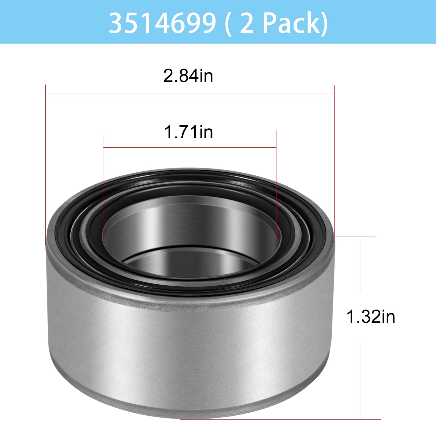 2 Pcs 3514699 Wheel Bearing For Polaris Utv Rzr 800 / Rzr 1000 Xp/Rzr Xp Turbo/General 1000 / Ranger Xp 900 / Ranger Xp 1000 And