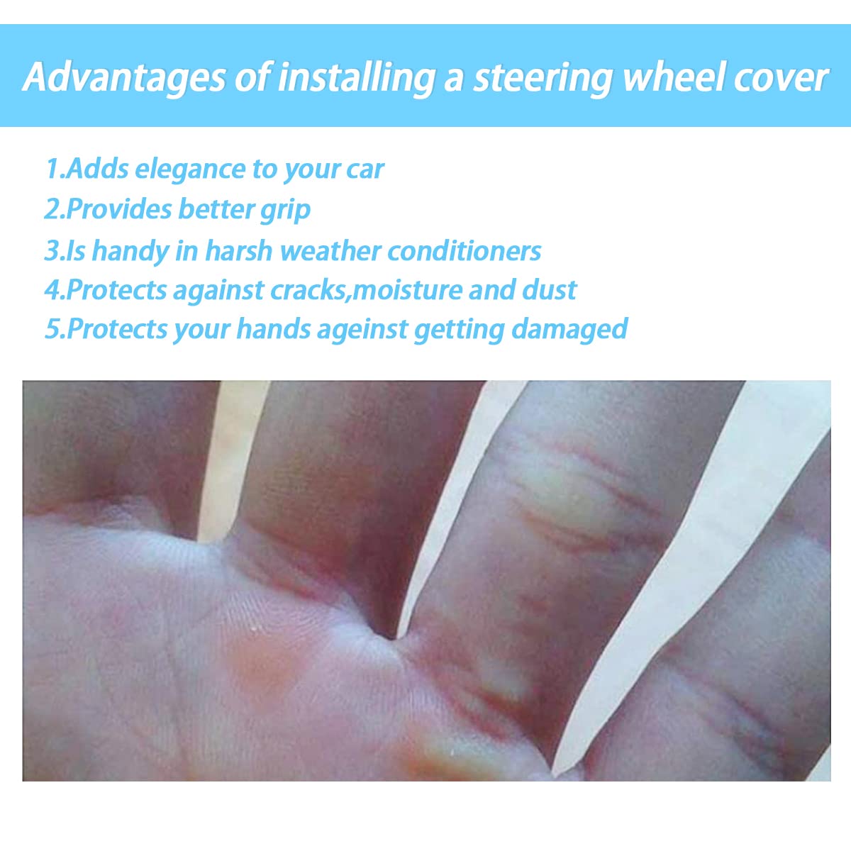 Elastic Stretch Steering Wheel Cover, Universal 15 Inch Car Steering Wheel Cover, Microfiber Breathable Ice Silk, Anti-Slip, Odo