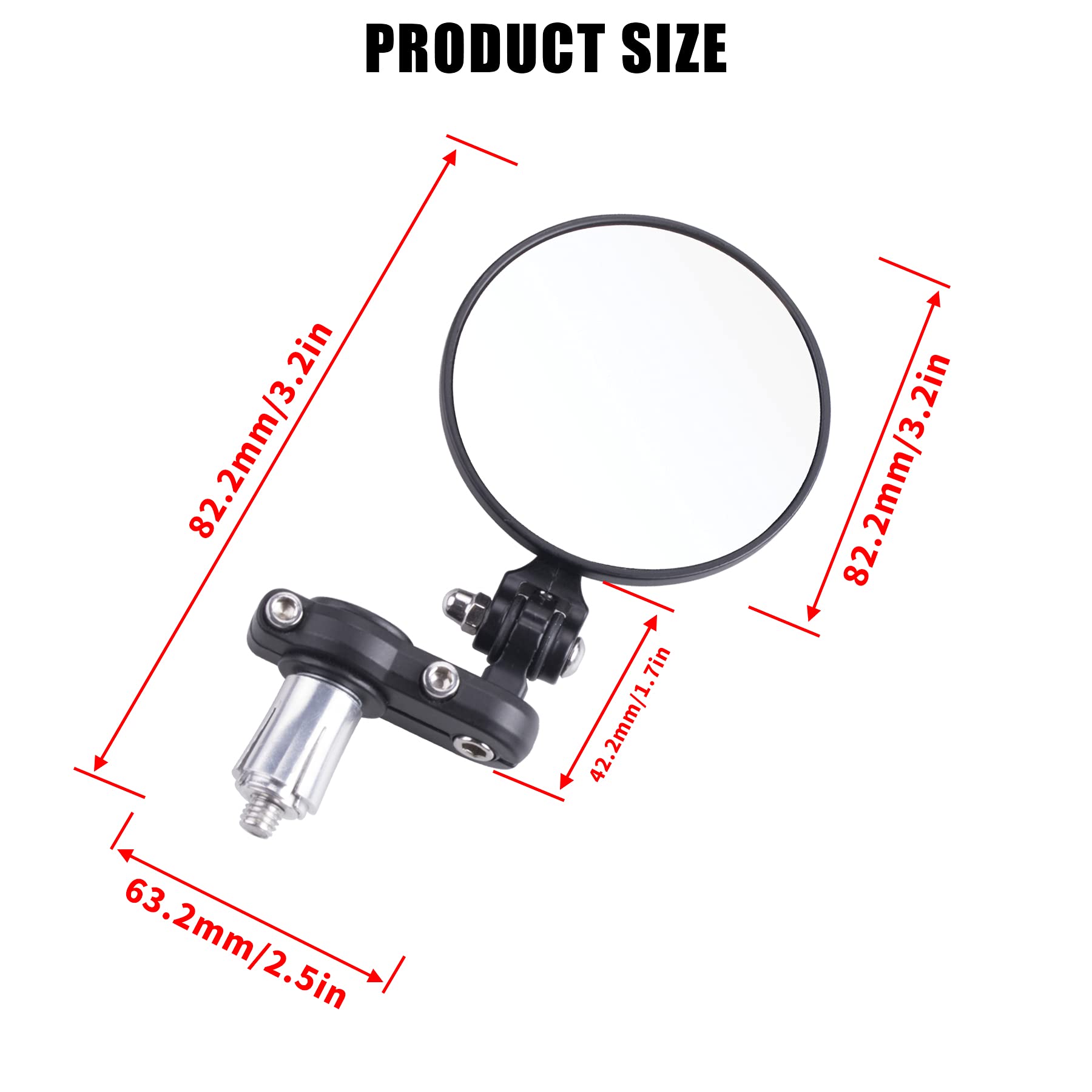 Oraevy Universal Motorcycle Mirrors - 3 Inch Round 7/8'' Bar Folding Bar End Side Mirror Compatible With Ebike Honda Scooter Suz