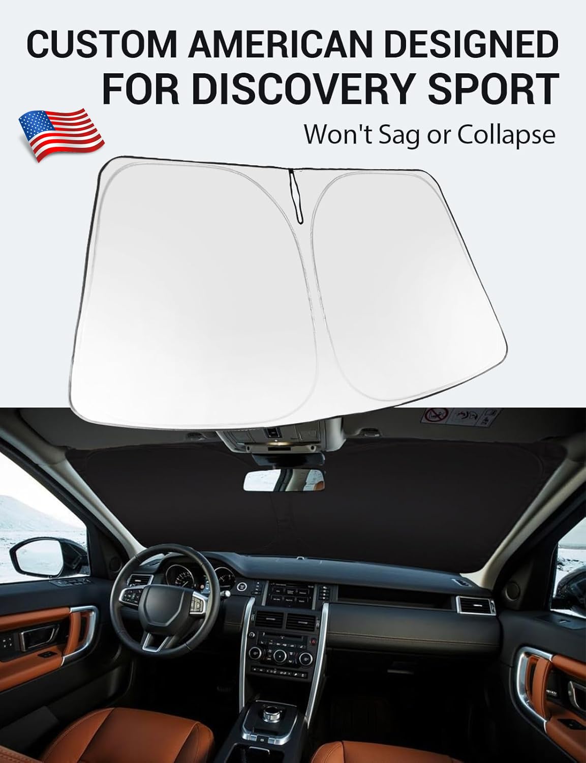 Proadsy 2025 Upgrade Windshield Sun Shade Custom Fit 2014-2019 Land Rover Discovery Sport Foldable Front Sunshade Protector Sun
