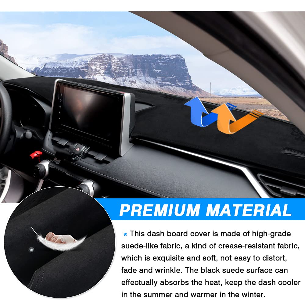 Cartist Dashboard Cover Mat For 2019-2022 2023 2024 2025 Toyota Rav4 Accessories Dash Cover Suede Dash Mat Sunshade Glare Uv Ray