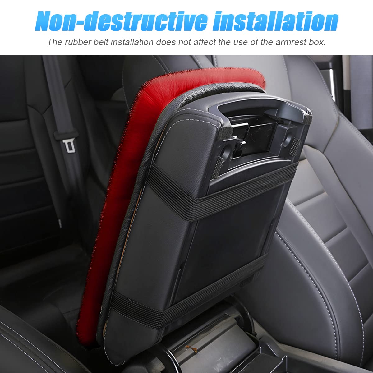 Fluffy Car Armrest Cover, Universal Car Center Console Pad, Car Armrest Seat Box Cover Decor Accessories For Women Men, Armrest Seat Box Cover Protector For Most Vehicle, Suv, Truck, Car (Wine Red)