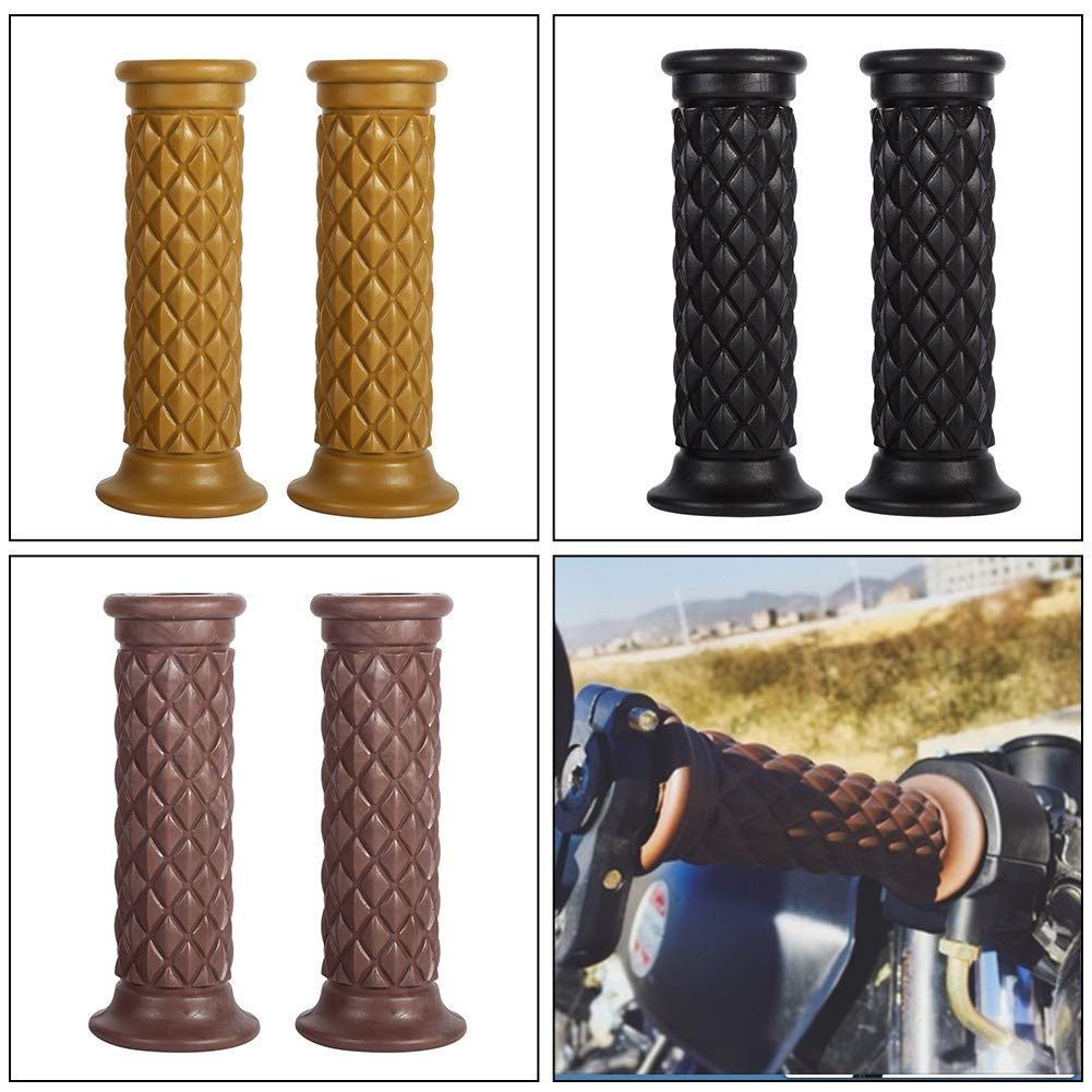 Anauto Motorcycle Handlebar Grips 1 Pair 7/8'' and 1'' Anti-Slip Rubber Motorcycle Handlebar Hand Grips 22mm Bar Open End Hot Un