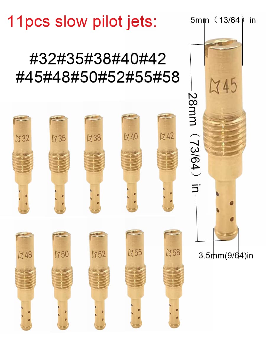 Aftermarket 33Pcs Carburetor Jet Kit W/ 11Pcs Slow Pilot Jets And 22Pcs Main Jets For Honda Pwk Keihin Oko Cvk Koso Pe Pwm Yamaha Mikuni Carb Upgrade And Rebuild