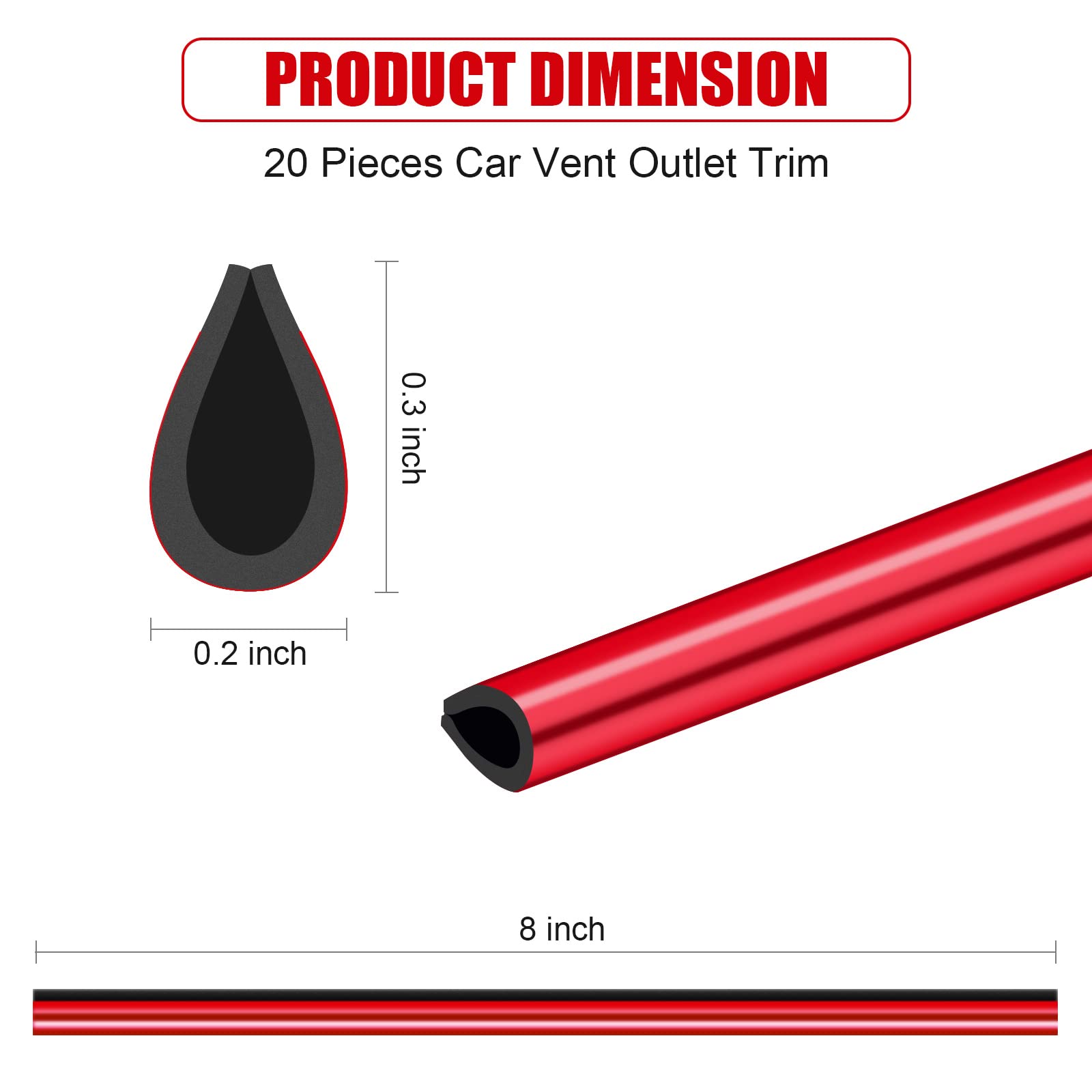 PYHLVCLF 20 Pieces A-Red Universal Car Air Conditioner Vent Trim Decoration Strips - Waterproof Flexible Auto Interior Accessories