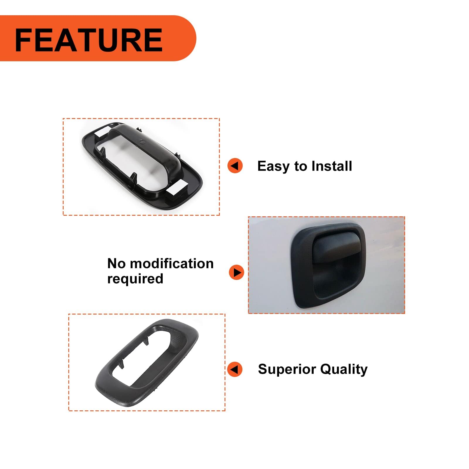 ECOTRIC Tailgate Handle Bezel Cover Compatible with 1999-2007 Chevy Chevrolet GMC Silverado Sierra 1500 2500 3500 HD Pickup Truck Replacement for 15228539 76106 GM1916102