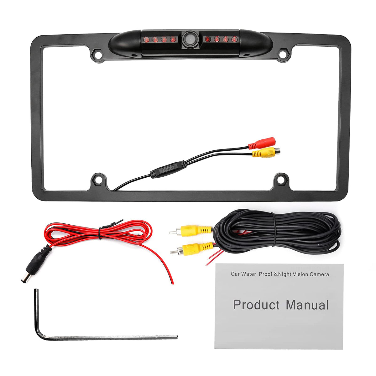 License Plate Backup Camera, Night Vision Rear View Camera With 8 Leds 170 Viewing Angle, Waterproof Backup Rear Camera For Cars