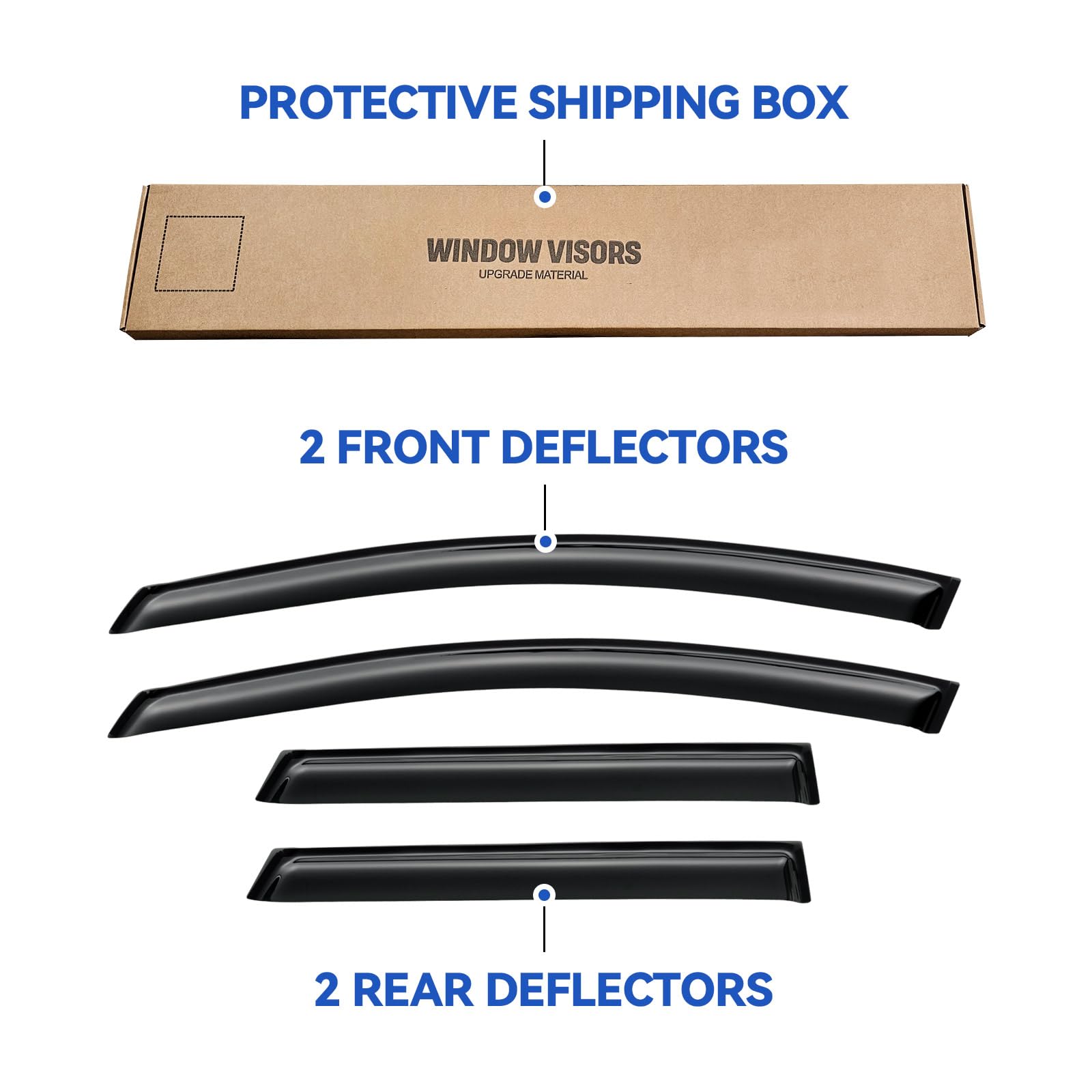 Window Visors Rain Guards Shield for 2009-2014 Nissan Murano, Out-Channel Window Vent Wind Deflectors Visors Shades for 09-14 Mu