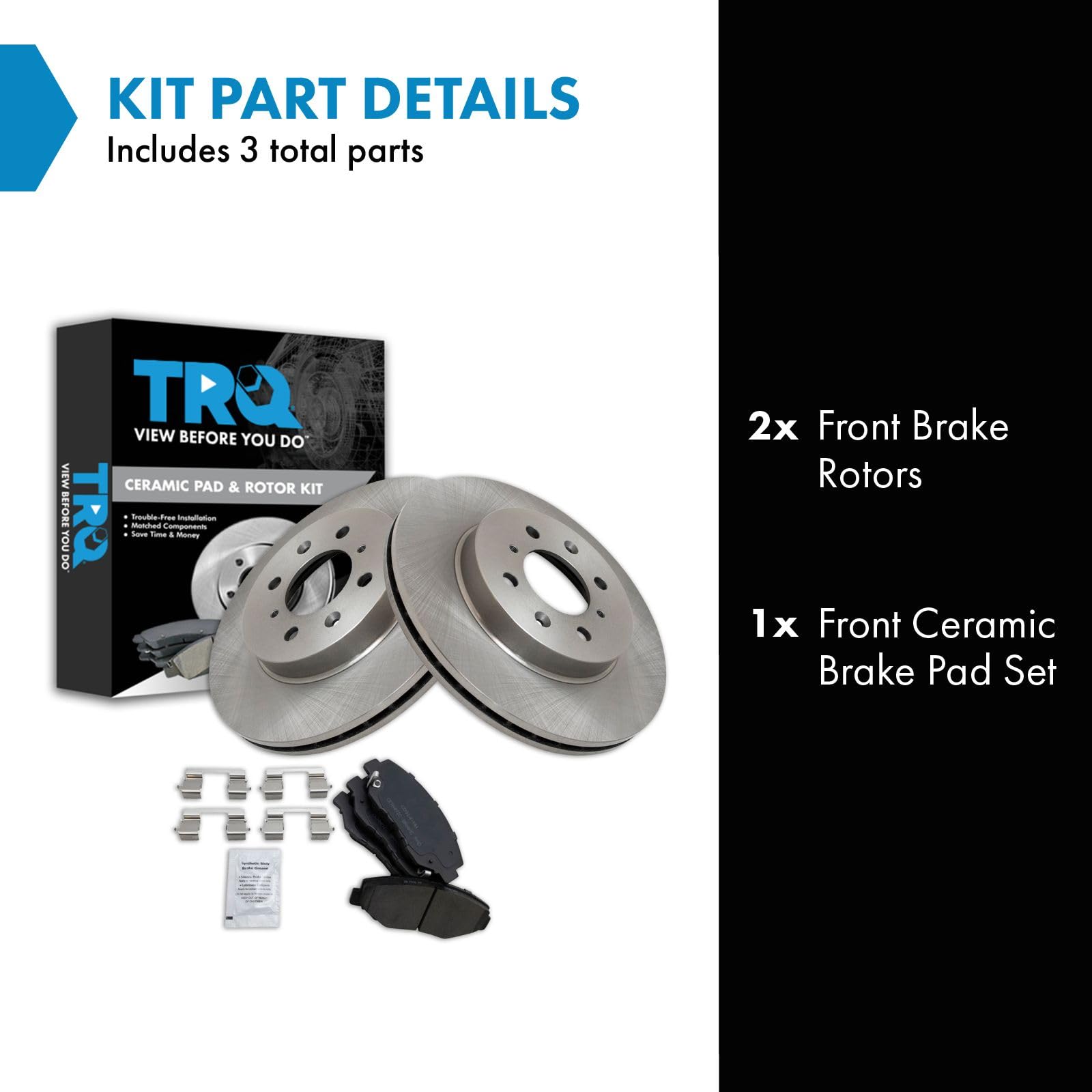 Trq Front Brake Pad & Rotor Kit Brake Pads Brake Rotor Ceramic Compatible With 2013-2014 Honda Fit