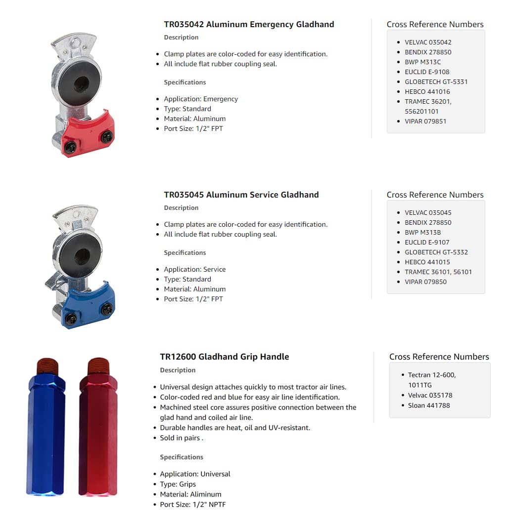 Torque 15Ft 3 In 1 Abs & Power Air Line Hose With Glad Hands And Gladhand Extension Handle Grips Airline Air Hose Airline 7 Way