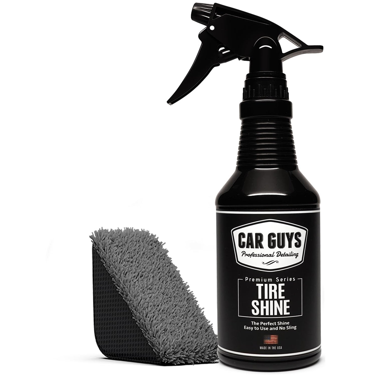 Car Guys Tire Shine Spray | The Perfect Shine | Durable And User Friendly Tire Dressing | Long Lasting Uv Protection | 18 Oz Kit With Applicator Pad