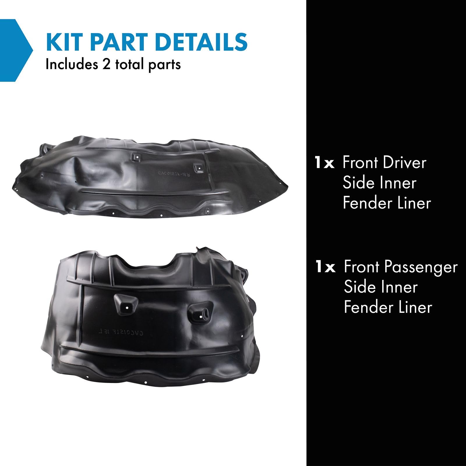 Trq Front Inner Fender Liner Set Compatible With 2015-2022 Chevrolet Colorado 2015-2021 Gmc Canyon Gm1248263 Gm1249263