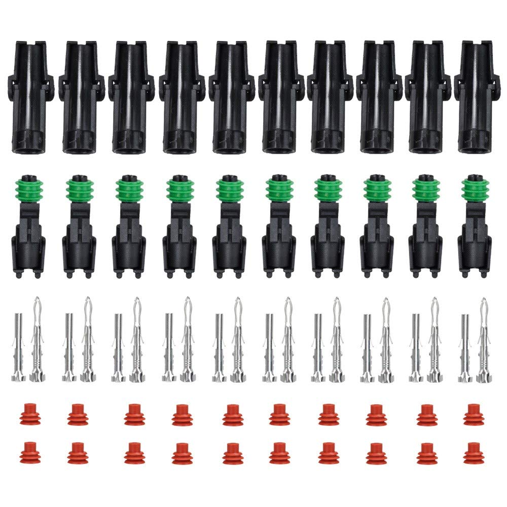 Muyi 10 Kit 1 Pin Way Waterproof Electrical Plugs 2.5Mm Series Weatherpack Connector Automotive Sockets Replacement Terminal Pin